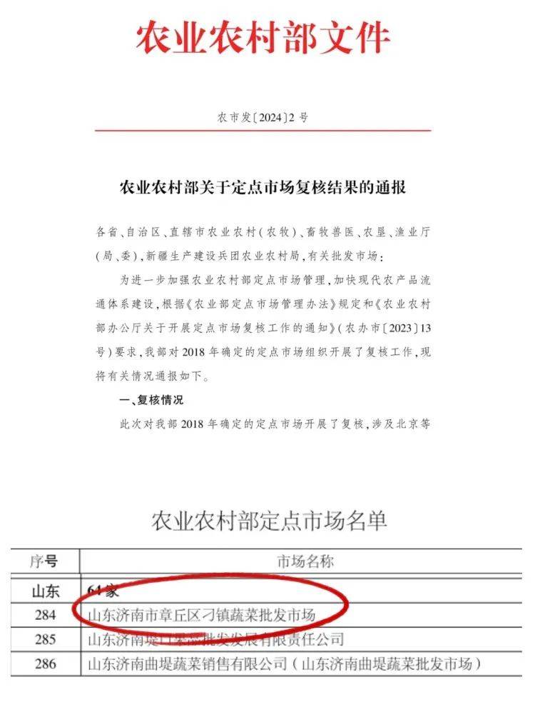 欧亿体育刁镇蔬菜批发市场顺利通过农业农村